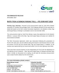 Plaza tol bukit tagar, both directions. Plaza Tol Batu Tiga Dan Sungai Rasau Tidak Akan Dihentikan Pada 2018