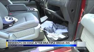 Vehicle break-ins in Breaux Bridge have residents
