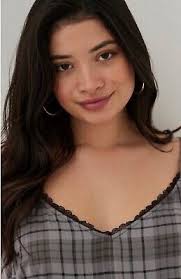 Womens Torrid Ava Stretch Challis Lace Trim Cami Gray Plaid Size 1 14-16  NWT