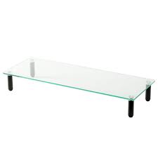 Amazon's choice for desk riser shelf. Clear Glass Universal Computer Monitor Riser Save Space Shelf 22 X 8 25