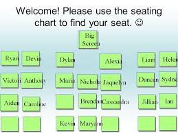 Welcome Please Use The Seating Chart To Find Your Seat