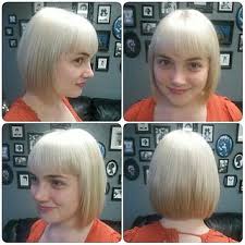 When bleaching only your bangs, apply the bleach carefully to avoid bleaching the roots of surrounding hair and causing stripes along the hairline. Platinum Blonde Inverted Bob With Blunt Bangs Platinum Blo Flickr