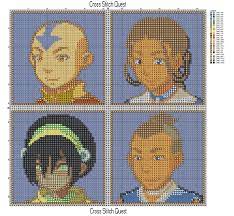 Avatar cast pattern grid size: Free Avatar The Last Airbender Cross Stitch Pattern Cast Portraits Anime Cross Stitch Geek Cross Stitch Avatar The Last Airbender Cross Stitch