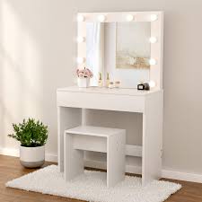 Polifurniture linden white bedroom vanity. Mecor Makeup Vanity Table W 10 Led Lights Mirror Vanity Set With Stool Drawer Wood Dressing Table Bedroom Furniture Girls Women Gifts White Buy Online In Fiji At Fiji Desertcart Com Productid 134230144