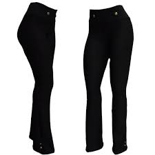Calça Social Preta Boca De Sino Calca Flare Boca De Sino Em Tecido Jacquard Piquet Colmeia Cintura Alta Cos Duplo Com Aplique De Lindos Botoes Dourados No Cos E Feminino Calca Flare Calca