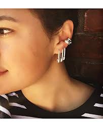 CZ Safety Pin Cartilage Sterling Silver Hoop Earrings for Women Girls  Dainty Cubic Zirconia Dangle Drop Hypoallergenic Stud Post Swarvoski  Element ...