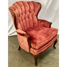 Vintage Crushed Velvet Queen Anne Style Wingback Accent Chair Velvet Wingback Chair Accent Chairs Chair