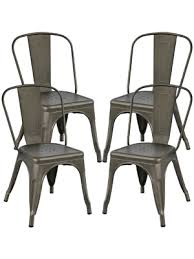 We have other styles of farmhouse chairs available as well as different solid wood chairs. Amazon Com Yaheetech Iron Metal Dining Chairs Stackable Side Chairs Tolix Bar Chairs With Back Indoor Outdoor Classic Chic Industrial Vintage Bistro Cafe Trattoria Kitchen Gun Metal Set Of 4 Furniture Decor
