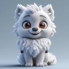 A cute and happy baby wolf 3d illustration