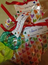 Homemade valentines for babies and toddlers. Teether Valentines S For Infant Daycare Baby Valentines Gifts Valentine Crafts Valentines School