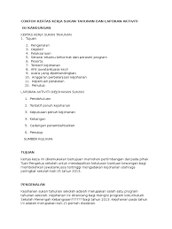 Mesin dan peralatansenaraikan mesin dan peralatan yang diperlukan serta harga belian selaras dengan keperluan pengeluaran atau operasi. Contoh Kertas Kerja Sukan Tahunan Dan Laporan Aktiviti