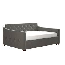 Upholstered bench with back and arms. Novogratz Vintage Upholstered Full Daybed And Twin Trundle Set In Grey