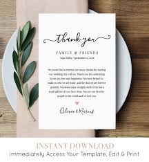 Wedding Thank You Letter Thank You Note Printable Wedding In Lieu Of Favor Card Fully Editable Template Instant Download 030 101tyn Wedding Thank You Calligraphy Thank You Wedding Brunch Invitations