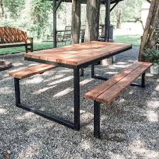 Diy Modern Industrial Picnic Table Plans 6ft Steel And Wood Etsy In 2020 Picnic Table Plans Diy Outdoor Table Diy Picnic Table