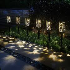 Amazon Com 6 Pack Solar Light Outdoor Garden Patio Pathway Landscape Lights Yard Driveway Lawn Walkway Decoration Star Moon Solar Lantern Waterproof Outside Path Hanging Sidewalk Courtyard Black Home Improvement