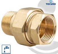 tecuro | Raccord droit | IG x AG | 1 1/4" (5/4") | Joint conique (avec  joint torique) | Laiton nu CW617N, conforme à la réglementation sur l'eau  ...