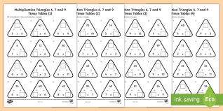 This is a daunting task for students who struggle with memorization. Year 4 Multiplication Triangles 6 7 And 9 Times Tables Worksheets
