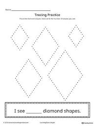 Geometric Shape Counting And Tracing Diamond Shapes Worksheets Tracing Worksheets Diamond Shapes