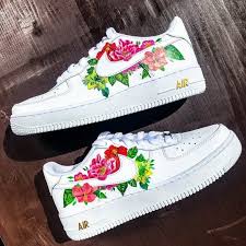 Custom Sneakers Nike Air Force 1 Flowers Etsy Nike Shoes Outfits Nike Air Shoes Custom Sneakers Nike