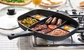 Cooks Professional Multi Section Frying Pan Cooking Healthy Grilling Cooked Breakfast