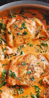 This boneless chicken thigh recipe makes super tender, succulent, and very flavorful chicken tips for making the best boneless chicken thighs. Boneless Skinless Chicken Thighs With Creamy Tomato Basil Spinach Sauce Chicken Thights Recipes Chicken Thigh Recipes Crockpot Boneless Chicken Thigh Recipes
