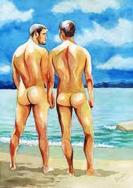 Nude gay men at the beach