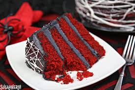 Fluffy white frosting is what i grew up having on red velvet cake and it is way better than cream cheese frosting. Red Velvet Marshmallow Spiderweb Cake Classic Red Velvet Cake With Black Chocolate Buttercream Covered With A Web O Red Desserts Halloween Food For Party Cake