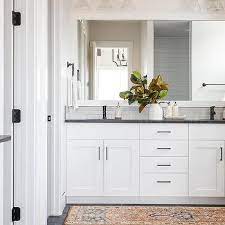 Modern design with abstract pattern, indoor/outdoor. Alex Reversible Black White Bath Runner