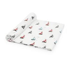 100 Organic Cotton Muslin Swaddle Wrap For Newborn Babies Extra Soft Baby Blanket 110cm X 110cm Yacth Print 0 36 Months Natkhat Kids