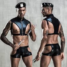 JSY-Conjunto de lencería Sexy para hombre, uniforme de policía, ropa  interior de látex, lencería erótica negra, disfraces Porno, trajes de juego  de rol Sexy  Accesorios de cosplay