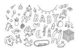 Baby Shower Doodle Set Doodles Cool Sketches Hand Drawn Icons