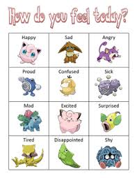 Pokemon Themed Emotions Feelings Chart