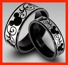 Vancaro S Titanium Disney Inspired His Hers Rings Disney S Cheapskate Princess Disney Wedding Rings Titanium Wedding Rings Mickey Mouse Wedding