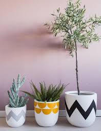These ceramic planters has a hole in the bottom for drainage. Geometric Concrete Plant Pots At Rose Grey Painted Plant Pots Plant Pot Diy Plant Pots Uk