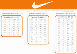 Nike Youth Sneaker Size Chart Best Picture Of Chart
