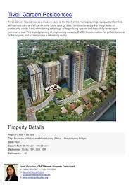 Tivoli Garden Residences Property Details Via Slide Share You Can Also Check With Http Www Condosphilippines Org Listing Tivoli Gardens Makati City Tivoli