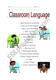 Classroom Language Esl Worksheet By Jenna M