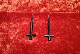 Black Inverted Cross Earrings