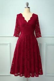 Dark Red 3 4 Sleeves Formal Dress Red Dresses Classy Dark Red Dresses Party Dresses With Sleeves