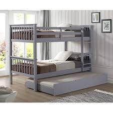Solid Wood Twin Bunk Bed W Trundle Bed Gray By Walker Edison