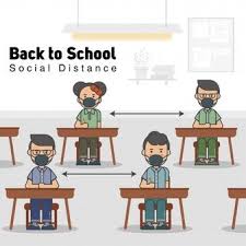 Students At The Classroom Wear A Mask Classroom Student Cartoon Kids