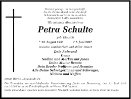 Traueranzeigen von Petra Schulte