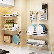 304 Stainless Steel Wall Mounted Kitchen Storage Rack Dish Drainer Plate Drying Pot Cover Cutlery Holder Oragnizer Accessories Racks Holders Aliexpress Locate the studs in the wall and install anchors. 304 stainless steel wall mounted kitchen storage rack dish drainer plate drying pot cover cutlery holder oragnizer accessories
