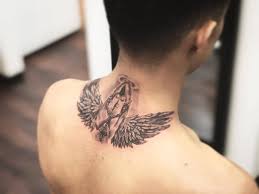 Black and grey small baby angel tattoo. Angel Wings Tattoo Designs For Men Tattoomenu