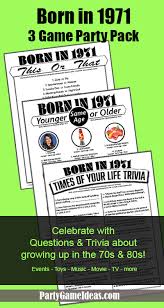 Click the thumbnail to open the pdf. 50th Birthday Party Games Born In 1971 Game Pack