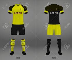 Choose your own player number and name with one of our custom borussia dortmund jerseys and you can be sure your outfit is a true original. Football Kit Borussia Dortmund 2018 19 Shirt Template For Soccer Jersey Vector Illustration Royalty Free Cliparts Vectors And Stock Illustration Image 110269849