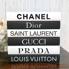 6 Fashion Designer Inspired Books Fashion Designer Inspired Book Set Fashion Books Decorative Books Fashion Book Dec Book Decor Handmade Home Decor Book Labels
