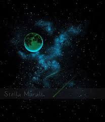 Glow In The Dark Mural Removable Wallpaper Full Moon And Shooting Stars Moving Glow Mural Star Ceiling Dec Star Ceiling Glow In The Dark Stars At Night