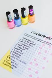 We're about to find out if you know all about greek gods, green eggs and ham, and zach galifianakis. Porn Or Polish Hen Party Game Bachelorette Game Bridal Shower Game Bespoke Bride Wedding Blog