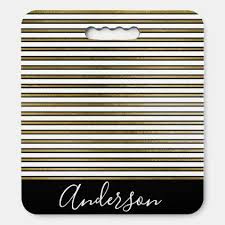 Contemporary Gold And Black Stripe Personalized Seat Cushion In 2020 Stadium Seat Cushions Stadium Cushions Seat Cushions